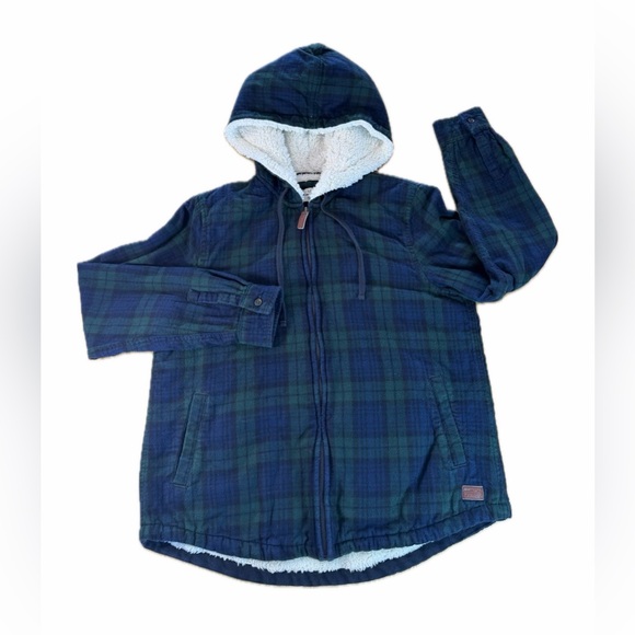 L.L. Bean Tops - L.L.Bean Women's Scotch Plaid Flannel Sherpa-Lined Zip Hoodie Size Small Outdoor